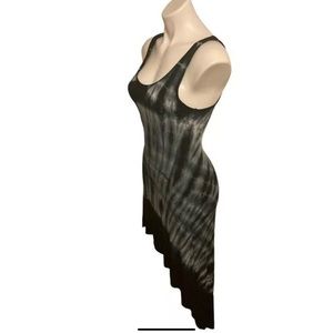 Soprano Black Gray Tie Dye Asymmetrical Tank Dress